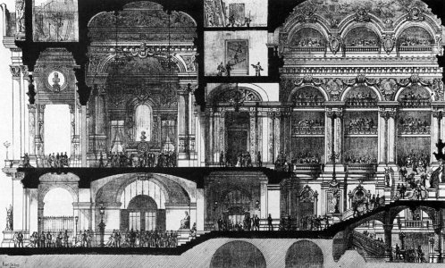 Palais Garnier long section of the public spaces - Mead 1991 p115