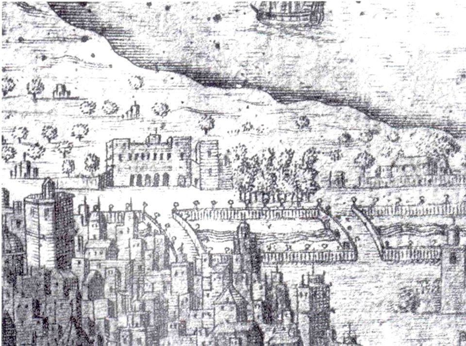 Palau Reial o del Real, tal com apareix al mapa del Regne de València de Francesc Antoni Cassaus (1693)