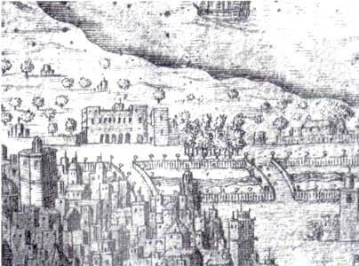 Palau Reial o del Real, tal com apareix al mapa del Regne de València de Francesc Antoni Cassaus (1693)