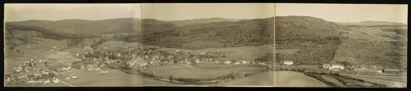 Panoramic birdseye view Canadian Boundary Canaan, Vt., Beecher Falls, Vt., West Stewarstown, N.H. - Photo by Moore. LCCN2013646006