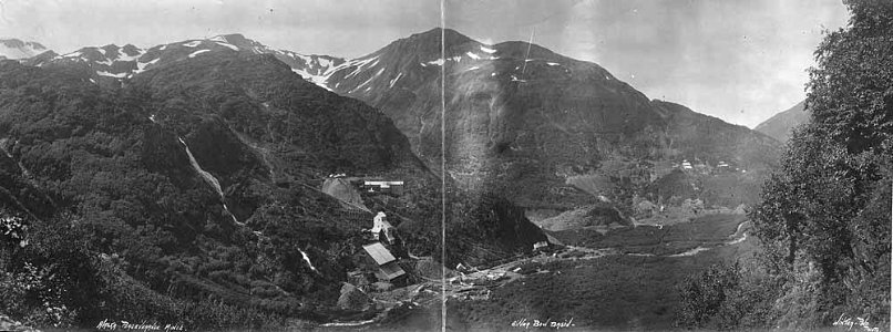 Panoramic view of Alaska Perseverance Mine, Silver Bow Basin, Alaska, 1906 (AL+CA 1702)