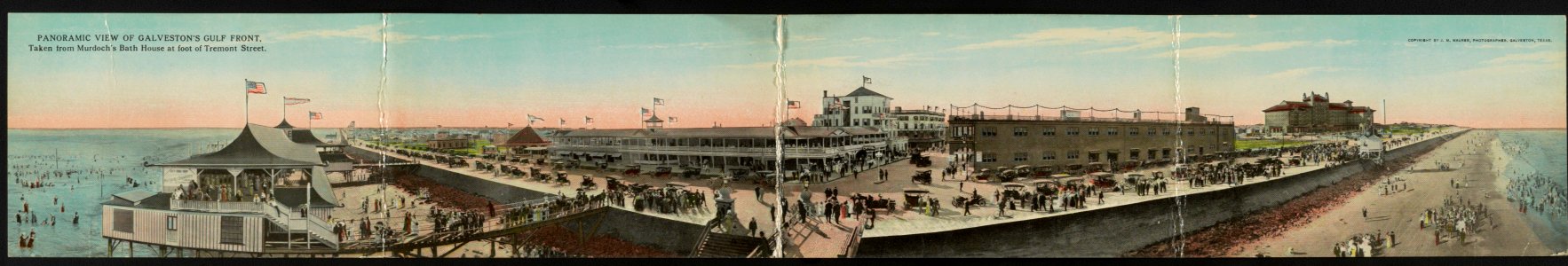 Panoramic view of Galveston's gulf front, taken from Murdoch's Bath House at foot of Tremont street LCCN2013646251