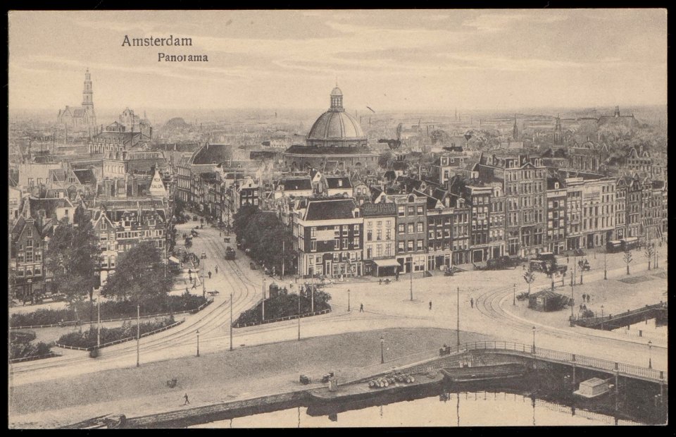 Panorama van gebied tussen Spuistraat en Prinsengracht gezien vanaf de westelijke toren van het Centraal Station, Afb PBKD00196000032