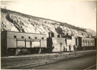 Panzerzug in Tarvis. Aufgenommen am 21. Mai 1916. (BildID 15475454)