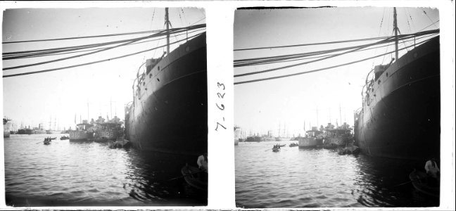 Panoràmica dels vaixells de guerra anglesos al port de Barcelona