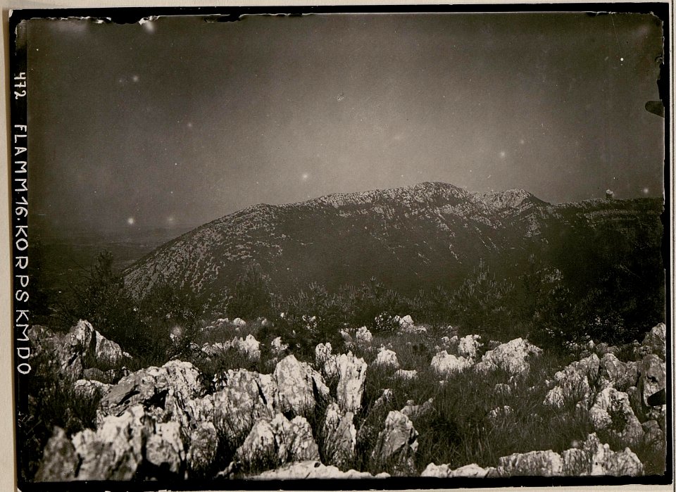 Panorama vom Monte Sabotino, Isonzotal, und Monte Santo. Gesehen vom Monte Gabriele aus, Kote 646 (BildID 15732726)