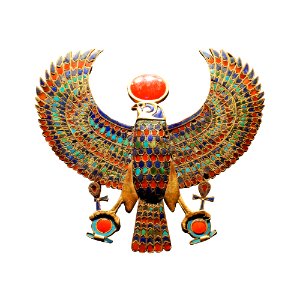 Paris - Toutânkhamon, le Trésor du Pharaon - Pendentif au faucon portant le disque solaire - 001-white