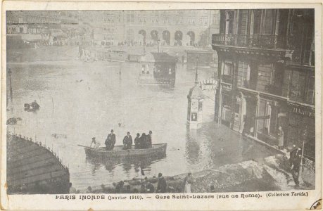 Paris inondé (janvier 1910), Gare Saint-Lazare (rue de Rome) CP 2281 PsurR