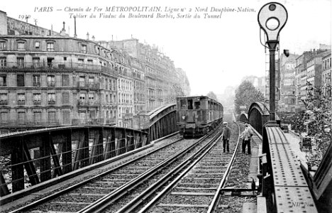 Paris - Chemin de fer metropolitain - Tablier du viaduc du boulevard Barbes
