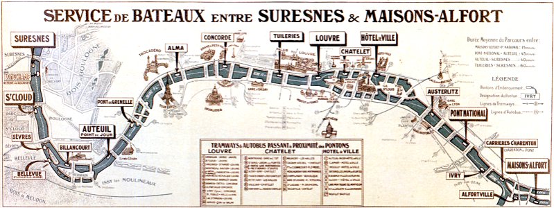 Paris - Service de bateaux entre Suresnes et Maisons-Alfort