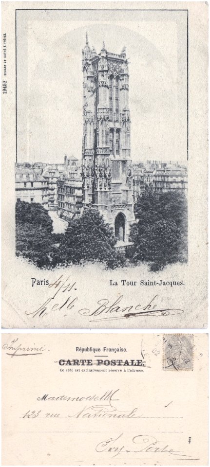 Paris — La Tour Saint-Jacques (vº- rº)