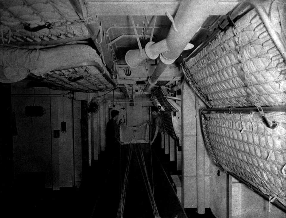 Parachute loft aboard USS Ticonderoga (CV-14), circa in 1944