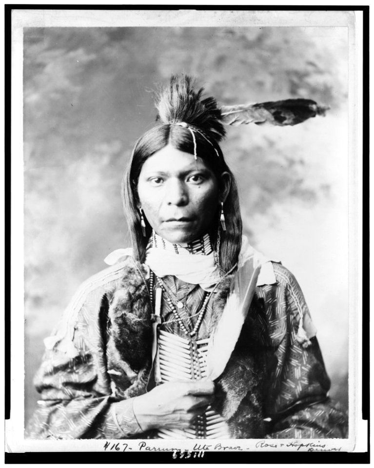 Parrum - Ute man, half-length portrait, facing front, holding feather LCCN94509880