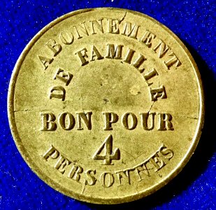 Paris, France, Admission Jeton Token Théâtre Comte, Passage Choiseul, ND (1827 - 1846), reverse