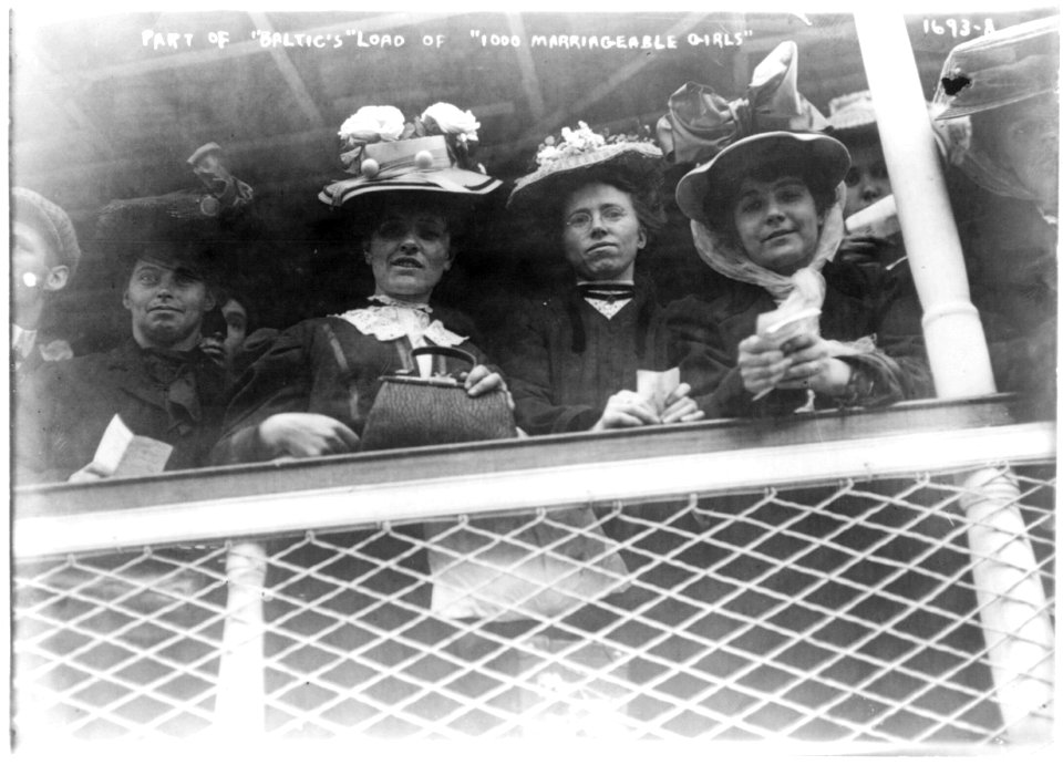Part of BALTIC's boatload of 1000 marriageable girls. 1907 LCCN2001704440