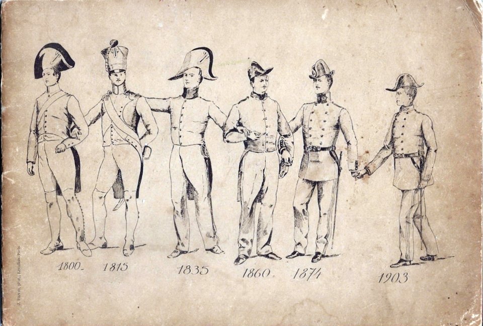 Paris, École polytechnique, uniformes historiques (J David, 1903)