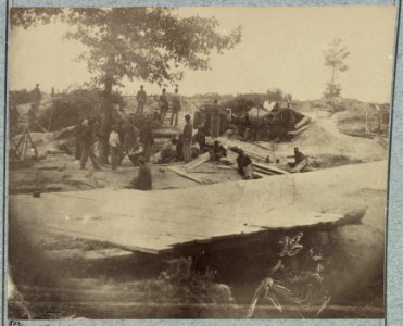 Part of Federal Line of Works showing bombproof tents occupied by U.S. Colored Troops in front of Petersburg, Va., Aug. 7, 1864 LCCN2012646252