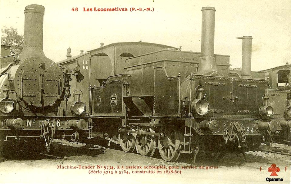 Paris-Lyon-Méditerranée 0-6-0 locomotive N° 5734 built between 1858 and 1860