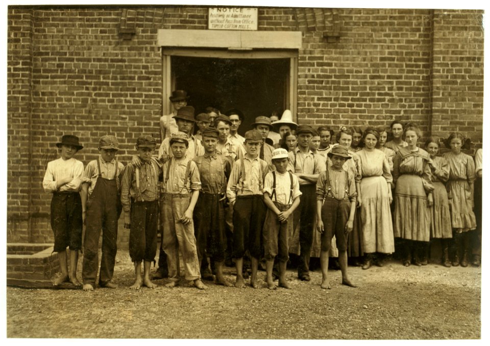 Part of the force at Tupelo (Miss.) Cotton Mills. All work. Smallest ones not in photo. Among youngest here are- Coleman Miller, has been working one year, cannot write name, said twelve LOC nclc.02134