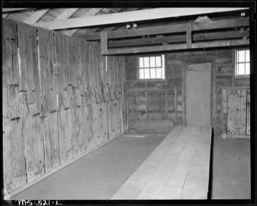 Part of wash and change house for miners. Note that lockers are provided instead of the regular cages and hoists that... - NARA - 540465