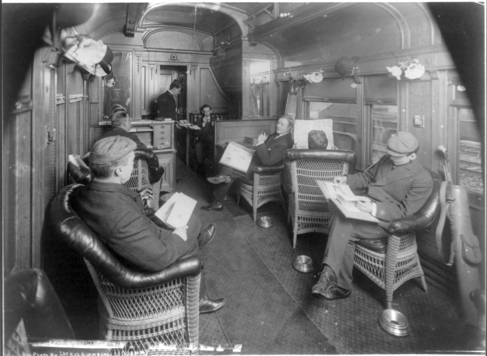Party of six gentlemen in buffet car LCCN2012649439