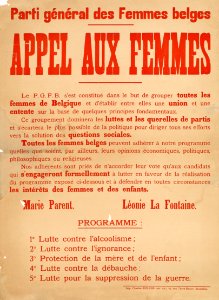 Parti général des femmes belges - Appel aux femmes