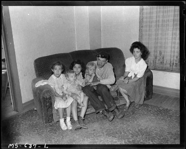Part of family of Floyd Mackley, miner, living in company housing project. Utah Fuel Company, Castle Gate Mine... - NARA - 540542
