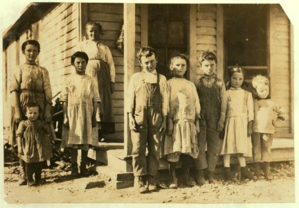 Part of the family of George Padroni, near Sterling, Colo. They have 9 children and some hired help. Only one child in school (see 4042). This is 6 yr. old Lena, who works some too. The 8 yr. old LOC nclc.00366 photo
