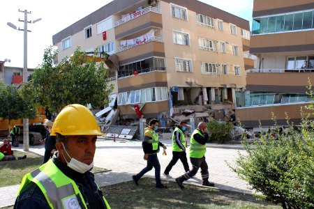 Partially collapsed building photo