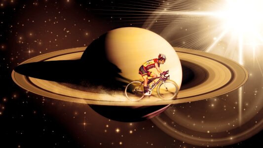 Space cyclist biker