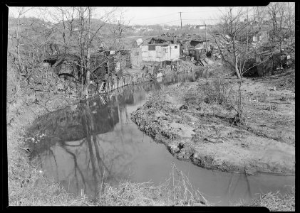 Paterson, New Jersey - Textiles. Bachelor shacks in outskirts of Paterson, on Molly Jan Brook. About 20 men live... - NARA - 518623