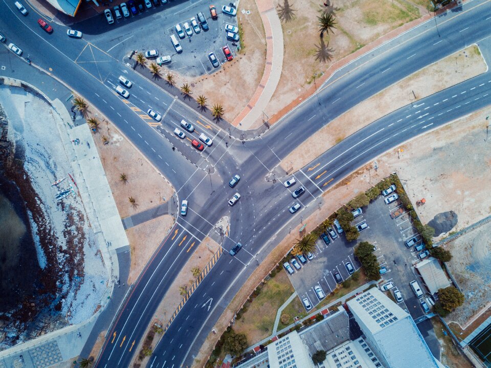 Aerial view road