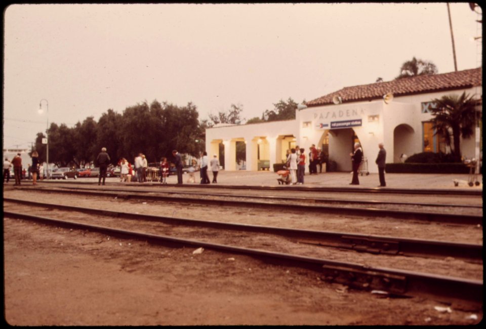 Passengers-at-the-pasadena-california-train-station-waiting-for-the-southwest-limited-formerly-called-the-super-chief-headed-to-chicago-june-1974 7158159034 o