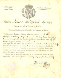 PasseportF.-A.Courvoisier 1826.MH.2016.00001 photo