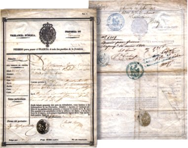 Pase de Frontera pueblos-Francia 1862