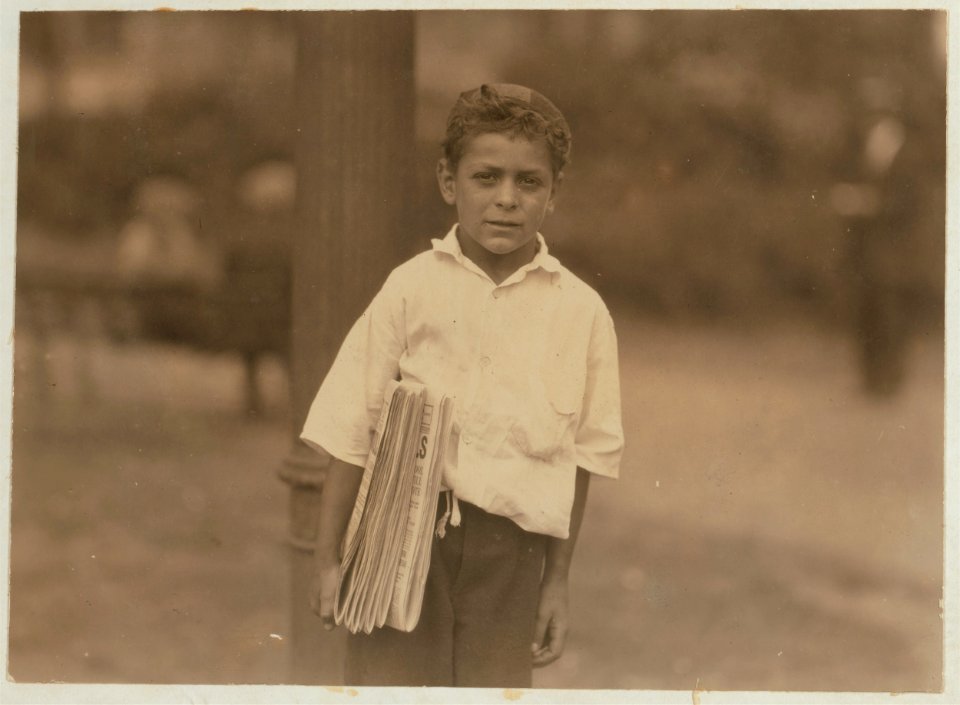Patsy, an eight year old newsboy, August 1, 1924. LOC nclc.04049