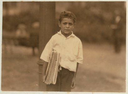 Patsy, an eight year old newsboy, August 1, 1924. LOC nclc.04049