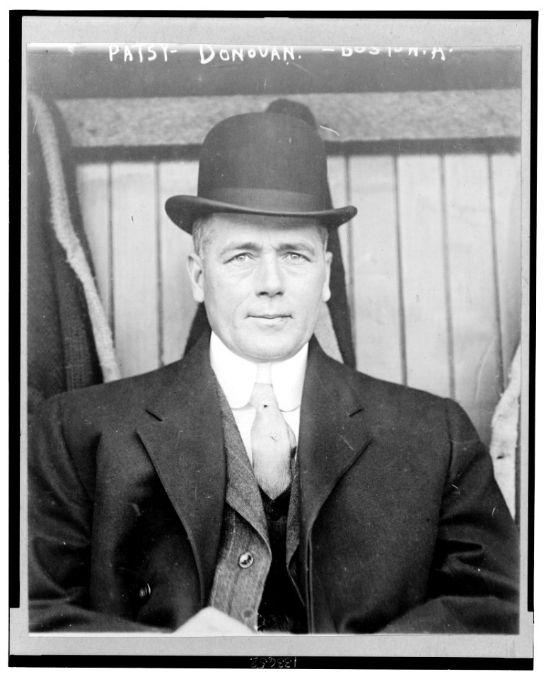 Patrick Joseph Patsy Donovan, Boston Red Sox baseball manager, head-and-shoulders portrait, facing front, wearing coat and derby LCCN2003689085