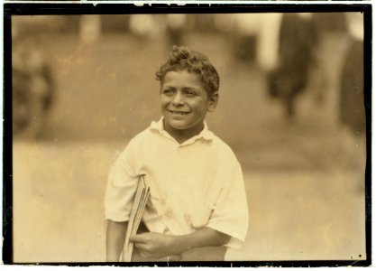 Patsy, eight year old newsboy, Newark, N.J. Says he makes fifty cents a day. - Aug. 1, 1924. LOC nclc.04054
