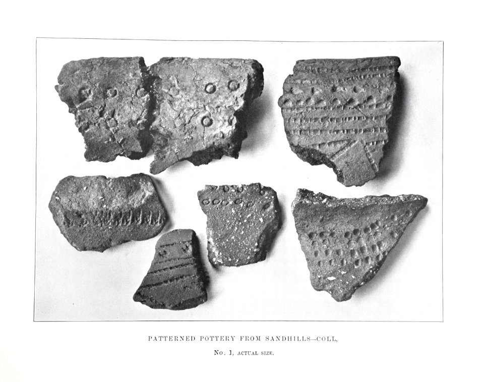 Patterned pottery from sandhills - Coll Beveridge 1903