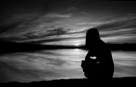 Beach dawn black and white