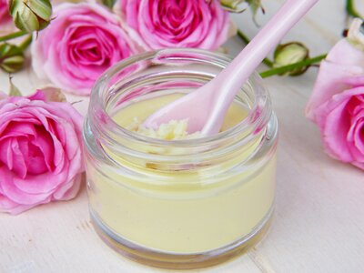 Cream pink skin care photo