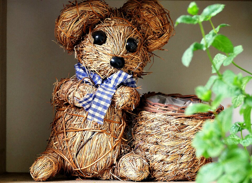 Straw mouse flower pot holder funny