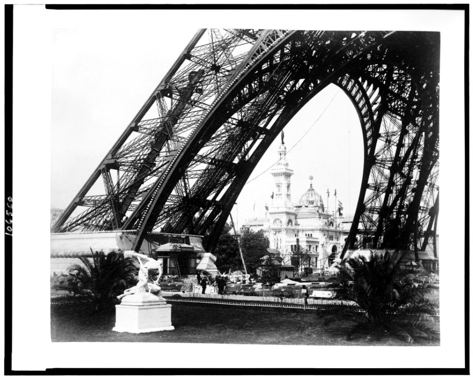 Pavilion of Brazil, seen through base of the Eiffel Tower, Paris Exposition, 1889 LCCN92520826