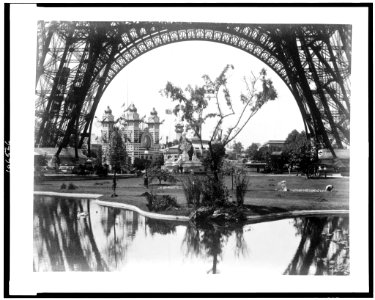 Pavilion of Bolivia, seen through the base of the Eiffel Tower, Paris Exposition, 1889 LCCN92520874