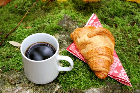 Croissant morning coffee cup photo