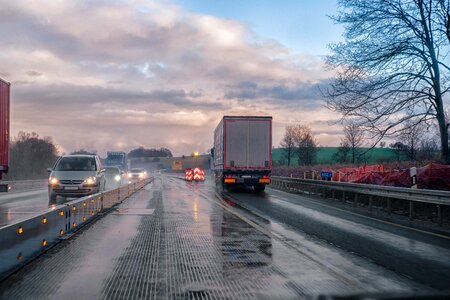 Highway jam construction work photo