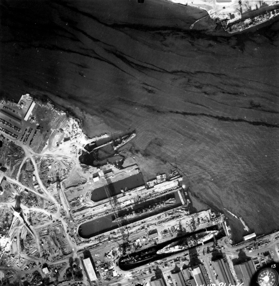 Pearl Harbor drydocks after attack Dec 1941