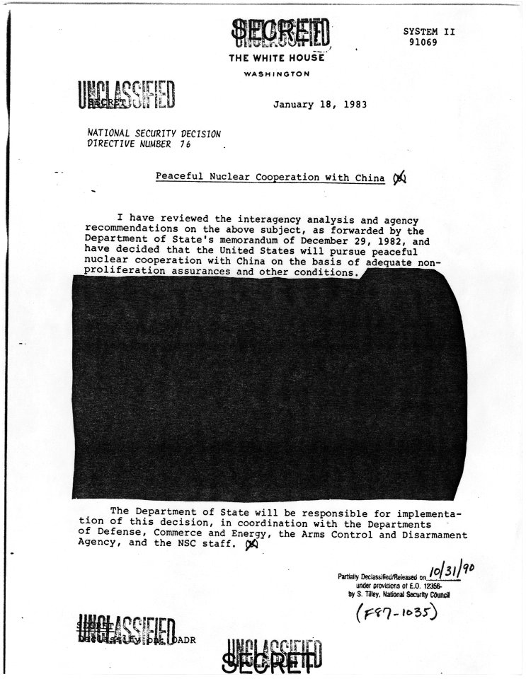 Peaceful Nuclear Cooperation with China - NARA - 198226