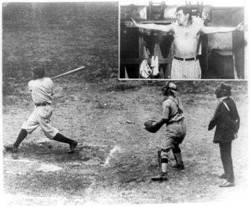 Peerless Babe hangs up new world's record. Babe Ruth is seen making a new record with his third home run in one day in the recent double header between the Yanks and Senators LCCN2003663441
